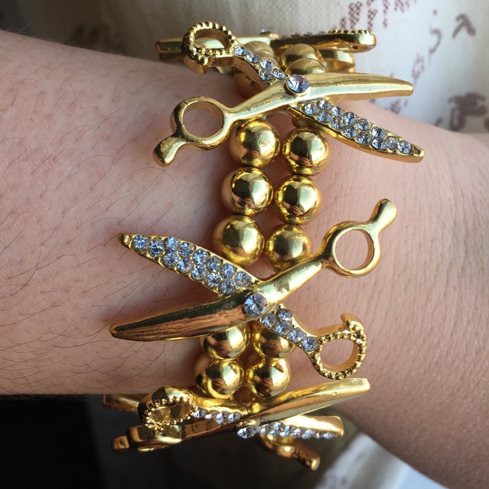 Gold Scissors Stretchy Bracelet